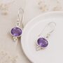 Sterling Silver Amethyst Drop Earrings – February Birthstone, thumbnail 3 of 10