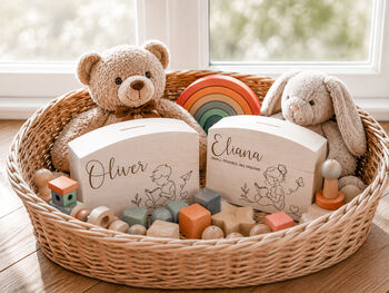 Classical Personalised Wooden Money Box For Girls, 3 of 5
