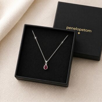 Personalised Girl's Sterling Silver Teardrop Birthstone Necklace, 9 of 9