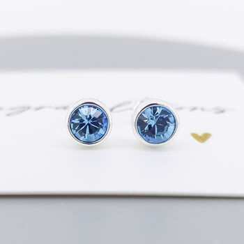 Sterling Silver March Aquamarine Birthstone Stud Earrings, 3 of 6