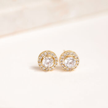 Gold Plated Round Crystal Stud Earrings, 3 of 3