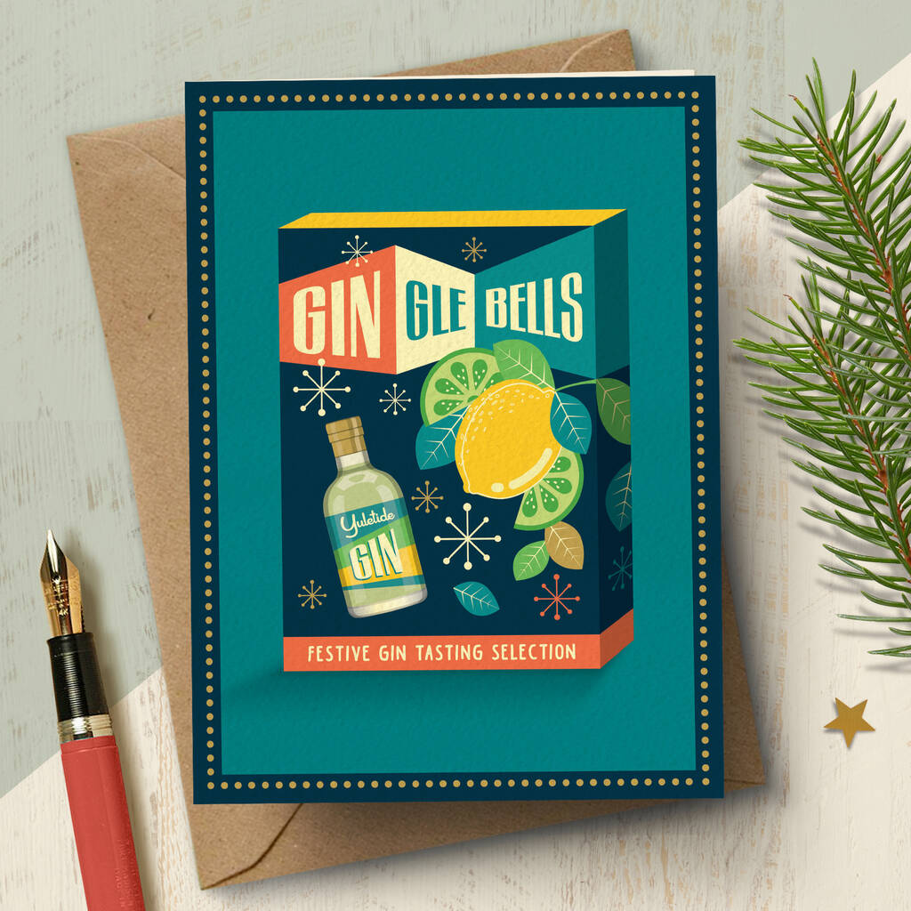 ‘Gin…Gle Bells’ Gin Lovers Christmas Card, 1 of 3