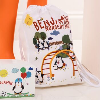 Children's Personalised Penguin Friends Playground Bag, 3 of 4