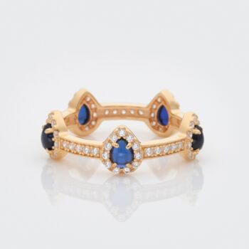 Sapphire Pear Drop 18k Gold Plated Stacking Ring, 3 of 5