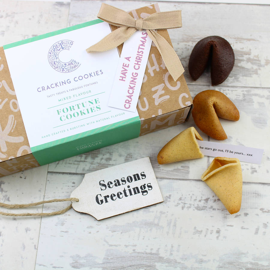 Personalised Christmas Fortune Cookie Gift Box Of Six By Cracking Cookies