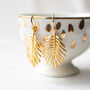 Gold Plated Palm Leaf Earrings, thumbnail 6 of 9