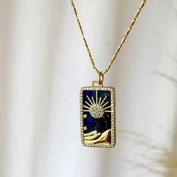 Pearl Or Lapis Sun Pendant On Gold Vermeil Plated Chain, 4 of 10