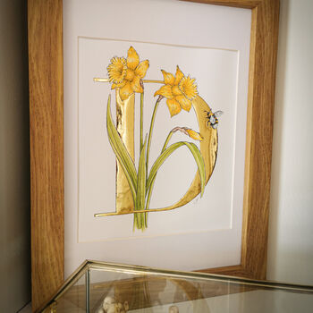 D Is For Daffodils Hand Gilded Print, 2 of 5