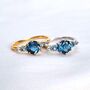 Ombre Blue Topaz Five Stone Ring In Silver And Gold, thumbnail 7 of 11