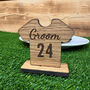 Oak Veneer Football Shirt Place Name Setting Weddings Event, thumbnail 3 of 5