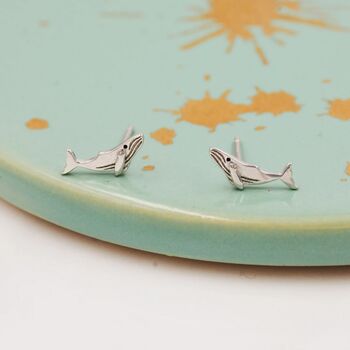 Humpback Whale Stud Earrings In Sterling Silver, 6 of 11