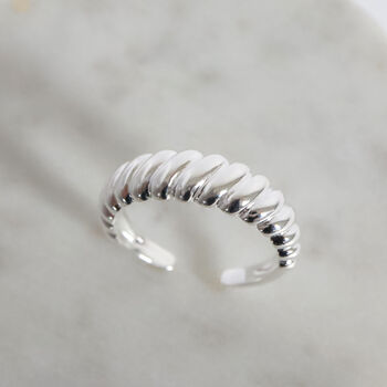 Sterling Silver Croissant Ring Adjustable Open, 3 of 11