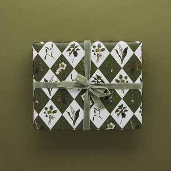 Christmas Gift Wrap Carnivalesque Green Harlequin, 4 of 4