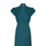 Petal Sleeve 1940s Tuxedo Collar Dress In Emerald, thumbnail 2 of 3
