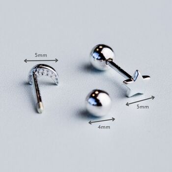 Sterling Silver Moon And Star Screw Back Stud Earrings, 2 of 5
