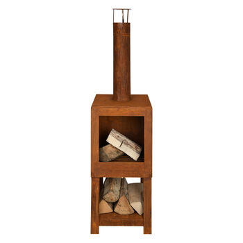 Steel Chiminea With Wood Storage, 7 of 8