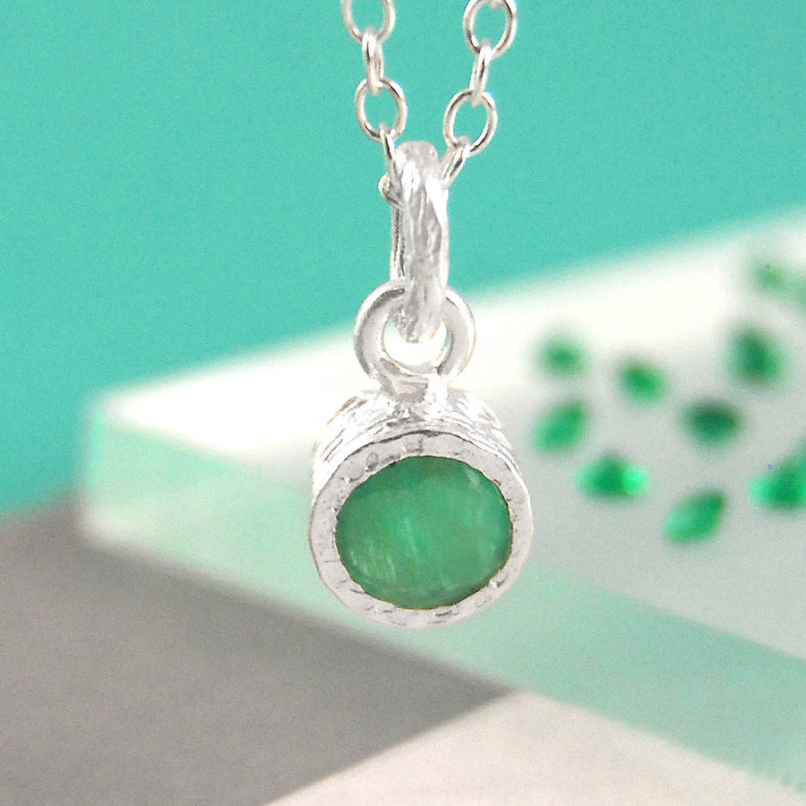 Emerald May Birthstone Sterling Silver Necklace, 1 of 4