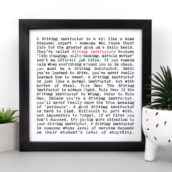Driving Instructor Quotes Gift Print, 2 of 9
