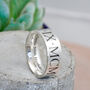 Roman Numerals Personalised Silver Ring 8mm Flat, thumbnail 7 of 10