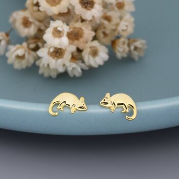 Sterling Silver Tiny Chameleon Stud Earrings, 2 of 8