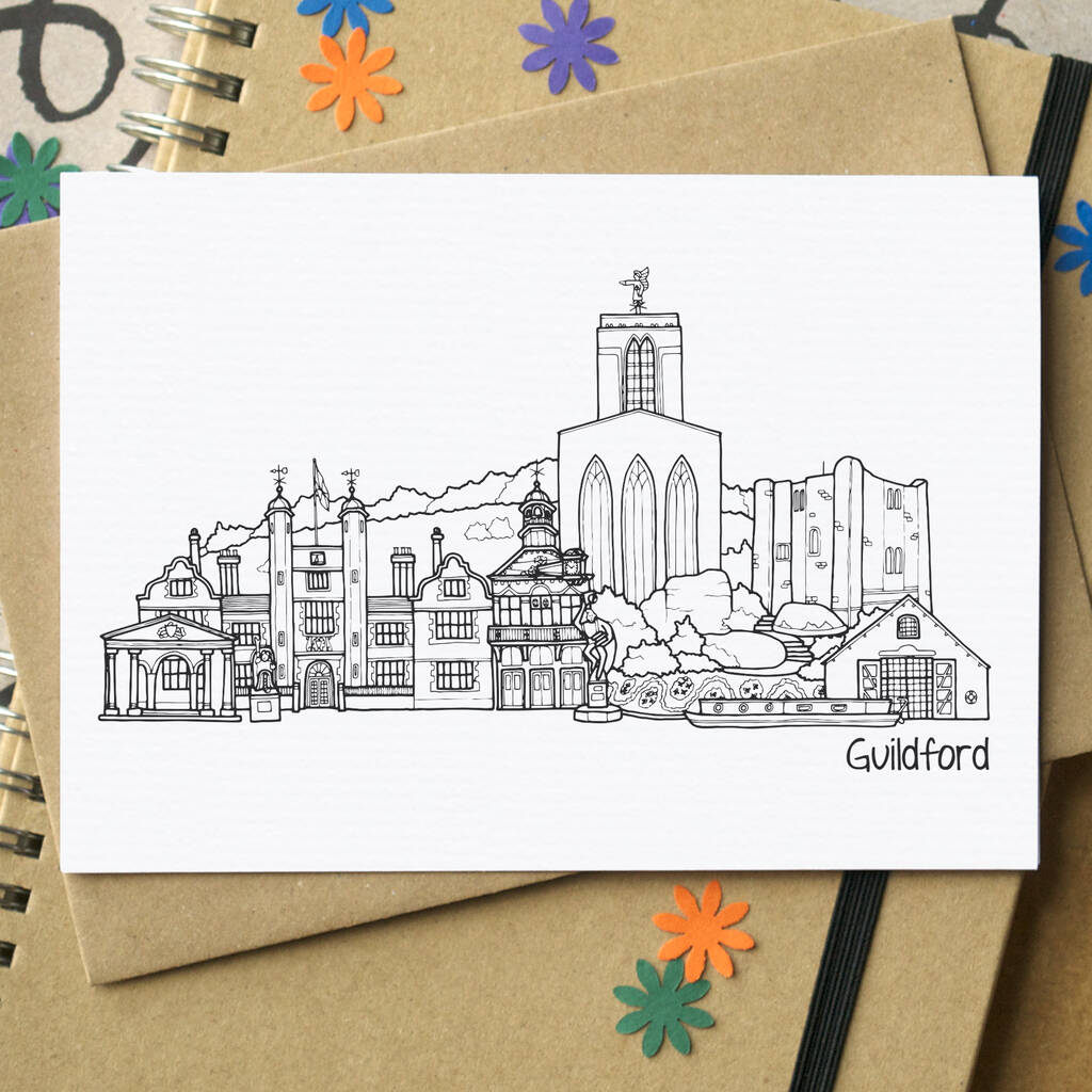 Guildford Skyline Art Print Unframed By Becka Griffin Illustration