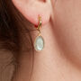 Labradorite Huggie Gold Plated Silver Hoop Earrings, thumbnail 2 of 8