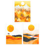 Set Three Wall Art Prints Bold Orange Sunset, thumbnail 1 of 6