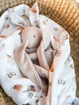 Acorn And Oak Baby Muslin Blanket, 3 of 4