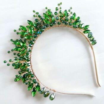 Green Crystal Bridal Crown, 3 of 5