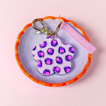 Pink And Purple, Leopard Print Mirror Keyring, 4 of 7