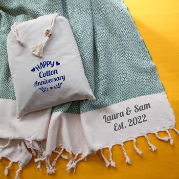 Personalised Cotton Handwoven Throw, Anniversary Gift, 2 of 9