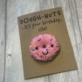 Personalised Doughnuts Donut Crochet Birthday Card Handmade, 7 of 10
