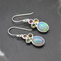 Fire Opal, Tourmaline Earrings: Silver, Dangle Drop, thumbnail 5 of 6
