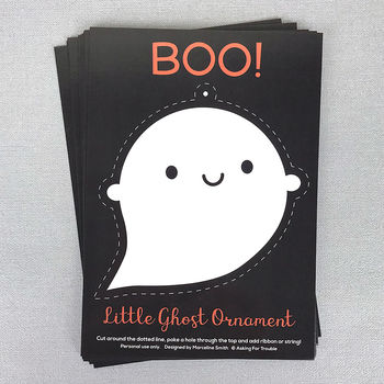 Kawaii Halloween Ghost Ornament Postcard, 4 of 5