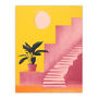 Pink Villa At Sunset Bright Yellow Wall Art Print, thumbnail 6 of 6