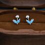 Sterling Silver Blue Opal Marquise Cluster Earrings, thumbnail 6 of 12