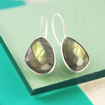Labradorite Drop Rose/Gold Plated Silver Earrings, 3 of 5