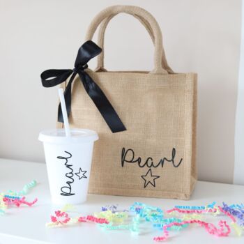 Personalised Mini Jute Bag And Cold Cup Set, 2 of 9