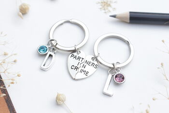 Partners In Crime Matching Personalised Keyrings, Best Friend Set, 2 of 9
