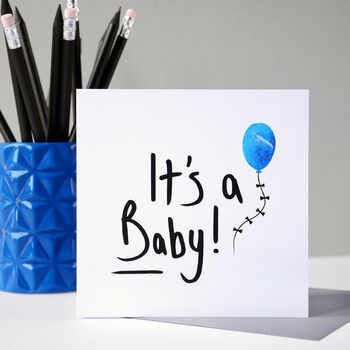 New Baby Card Blue Balloon, 2 of 10