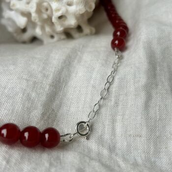 Edie Red Agate Pearl Sterling Silver Necklace, 2 of 3