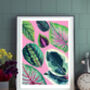 Houseplant Mixed Leaves Pink Art Print, thumbnail 1 of 4
