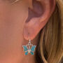 Butterfly Turquoise Silver Drop Earrings, thumbnail 1 of 7