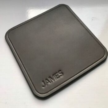Personalised Stamped Leather Coaster, Grey, 4 of 12
