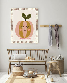 Cute Peach Nursery Art Print, 2 of 3