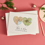 First Christmas Married Map Hearts Card, thumbnail 1 of 3