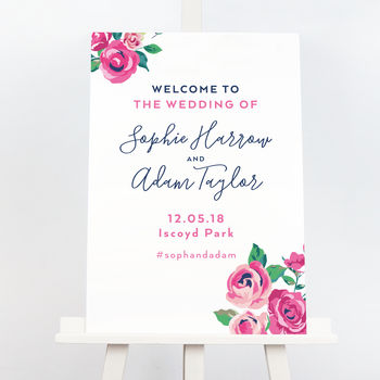 Adela Navy And Pink Floral Wedding Table Plan, 3 of 3