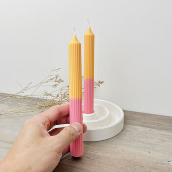 Ombre Two Tone Orange And Pink Dinner Candles, 4 of 7