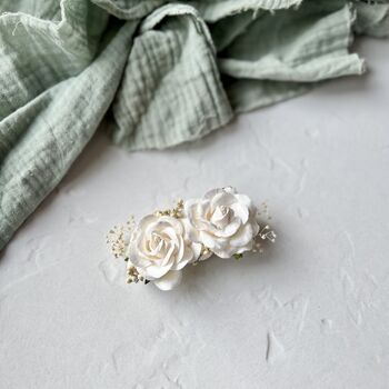 White Rose Paper Flower Hair Clip, 3 of 7