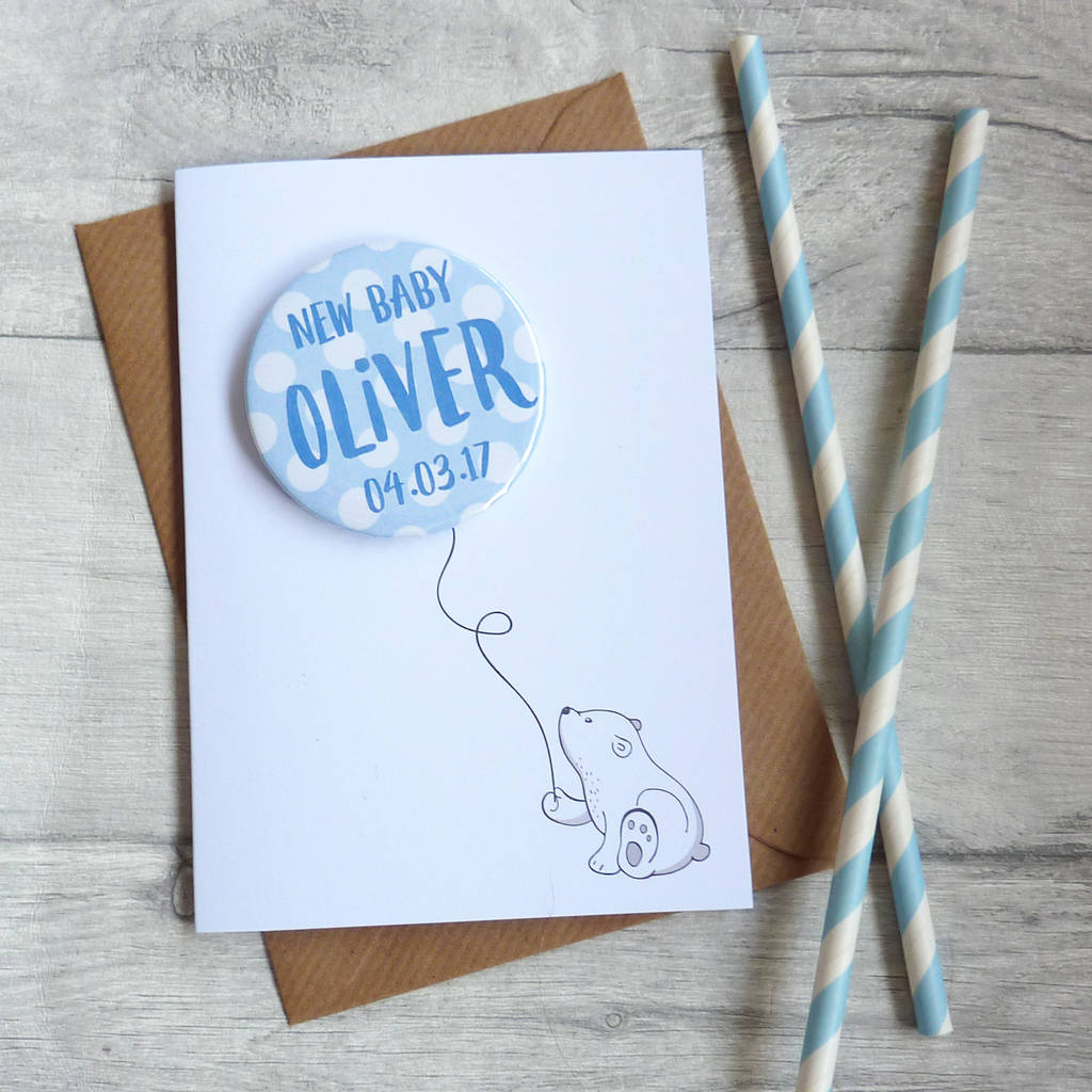 Little Bear New Baby Boy Personalised Card, 1 of 5